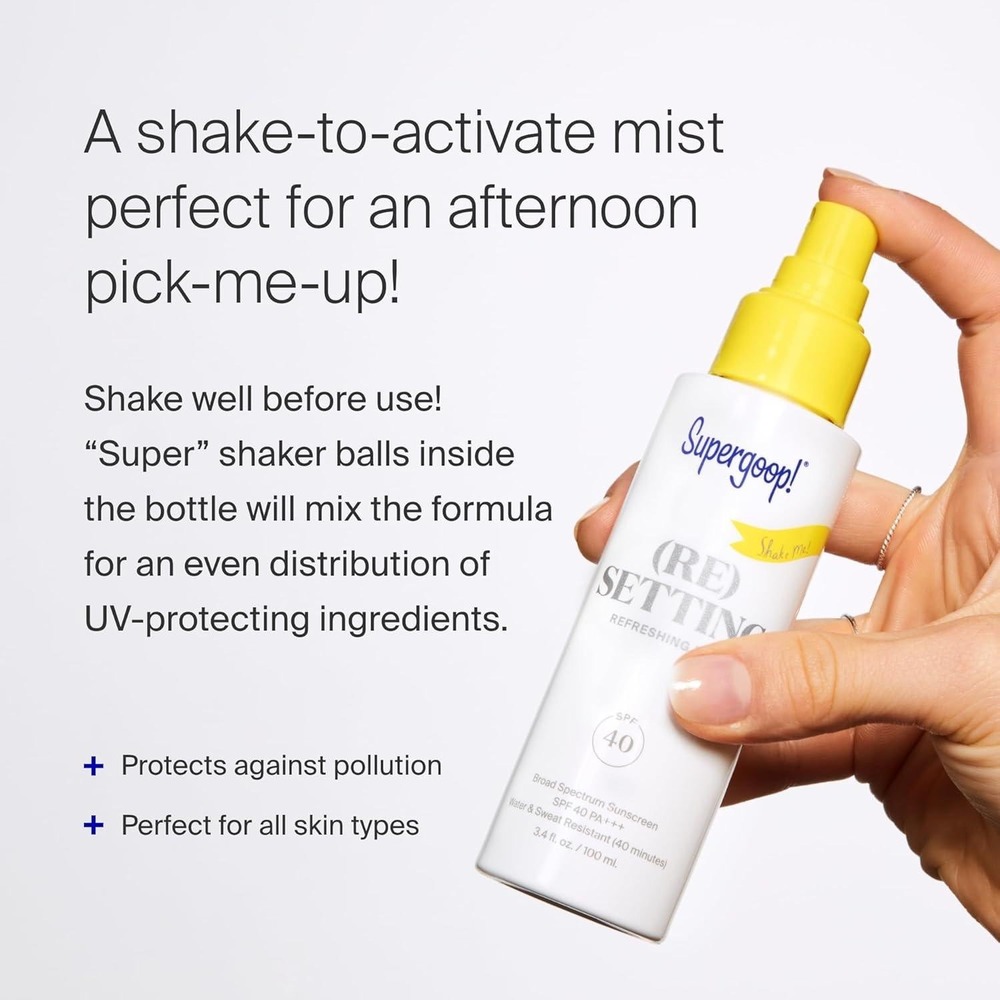 Supergoop! (Re)setting Refreshing Mist Sunscreen 1oz Travel Size SPF 40 Matte - Picture 4 of 9